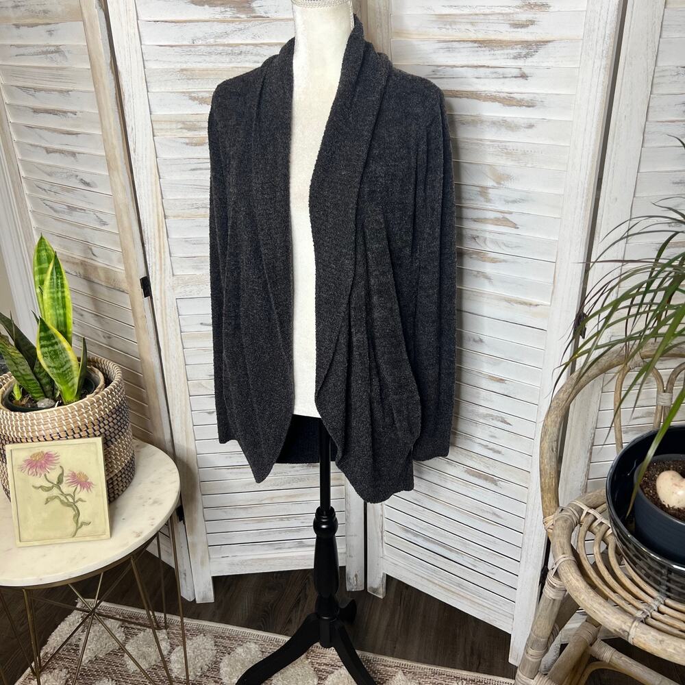 BAREFOOT DREAMS STYLE 452 Women's Med Rounded Circle Cardigan Sweater Charcoal - Picture 6 of 14